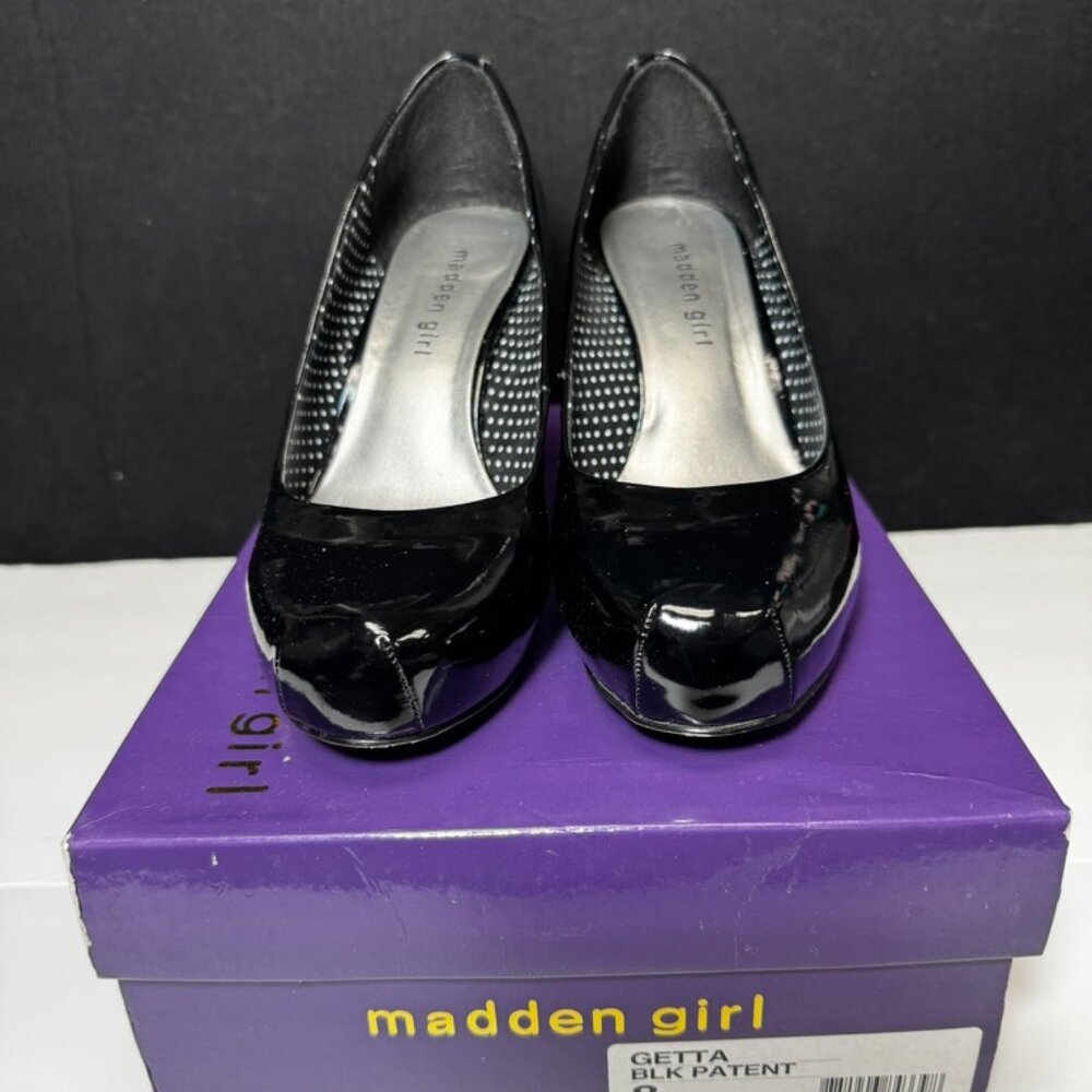 MADDEN GIRL GETTA Women Black Faux Patent Leather Dressy Pumps - Size 8